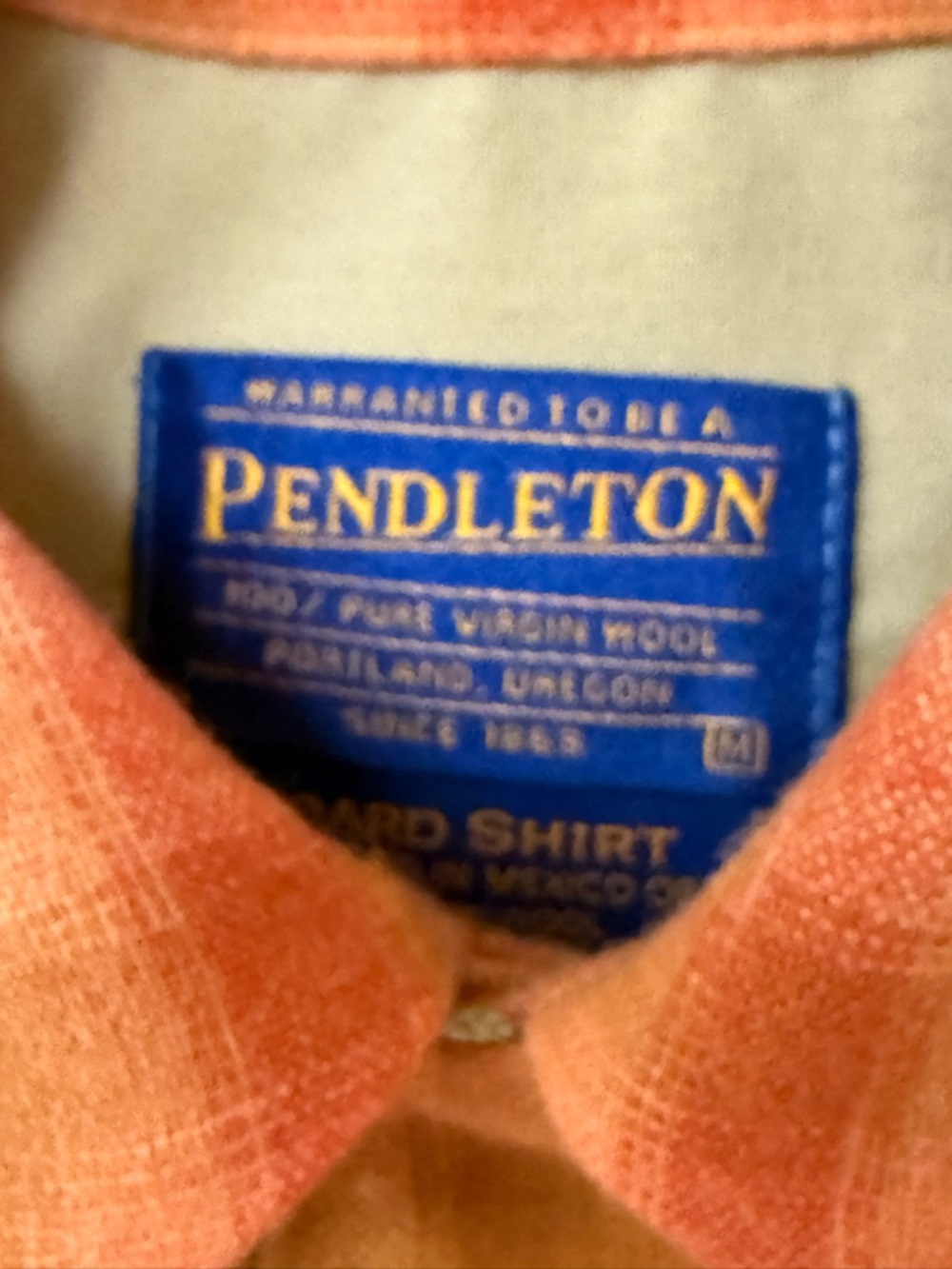Pendleton Orange Tan Plaid Button-Front Wool Shirt Jacket - Picture 4 of 4